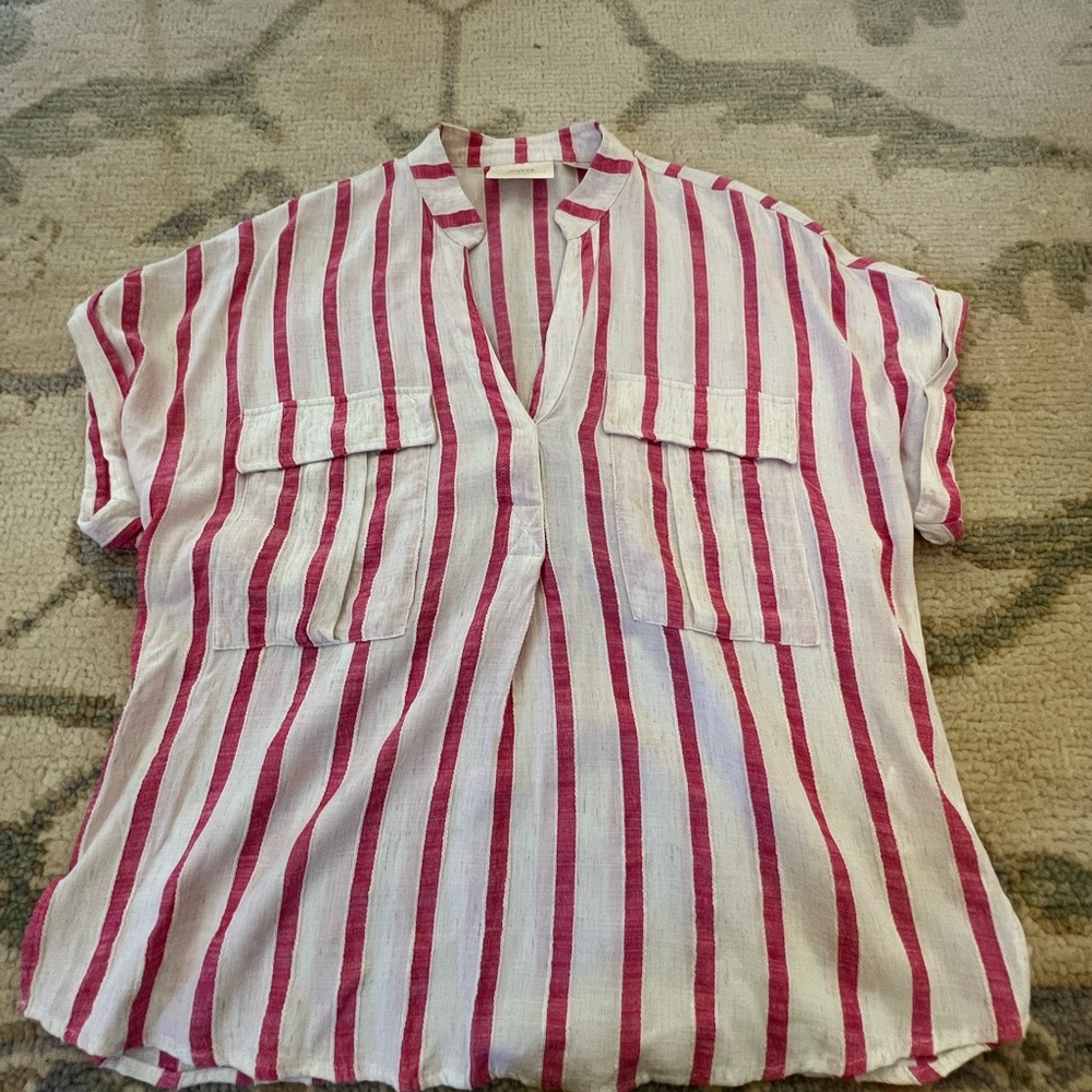 PINK STRIPED ANTHROPOLOGIE BLOUSE